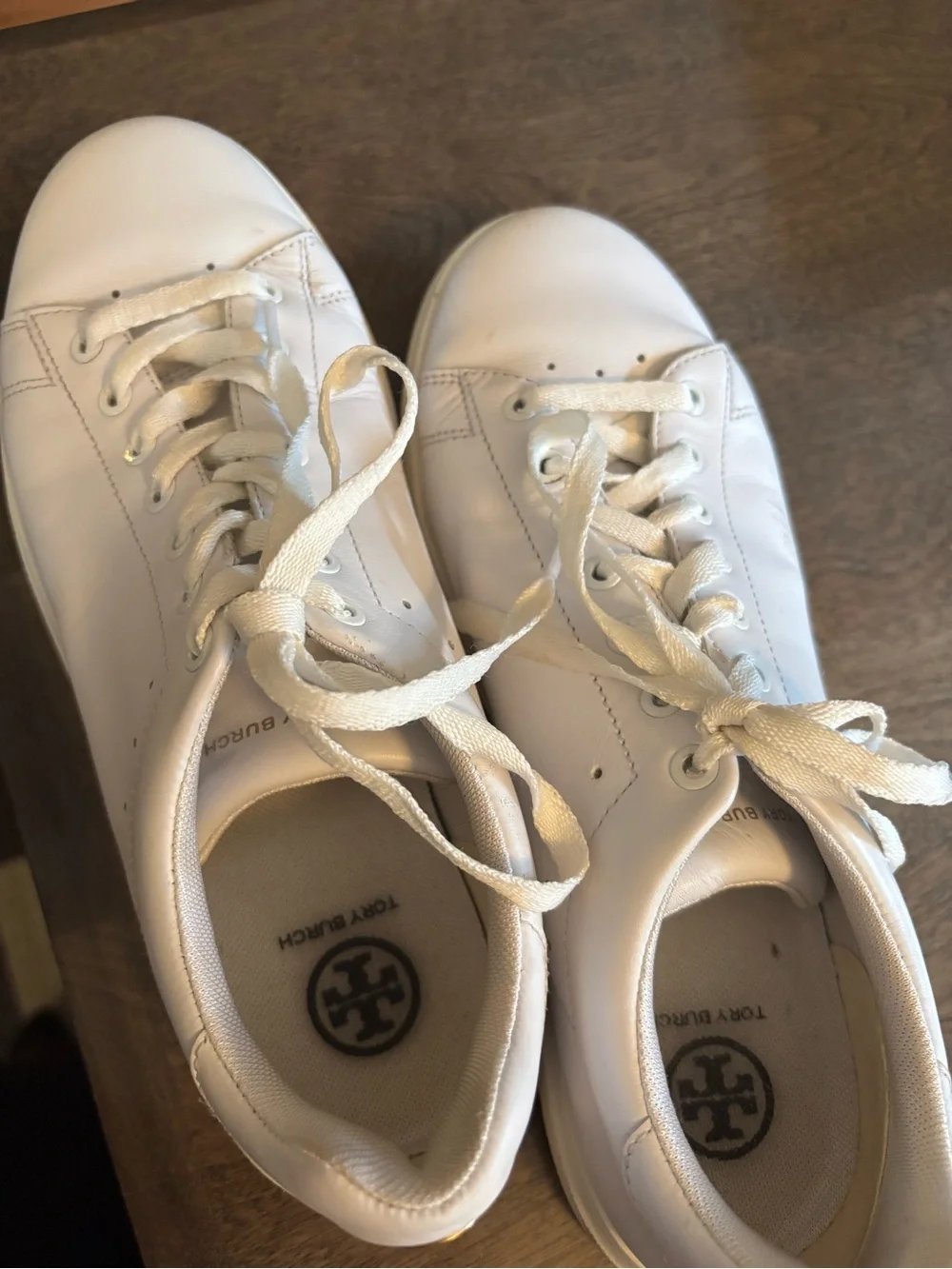 Tory Burch Howell White Leather Low-Top Court Sneakers, 8.5